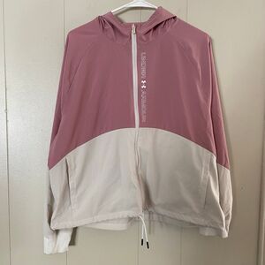 Under Armour Mauve Pink Beige Colorblock Windbreaker Jacket Women’s Medium Loose